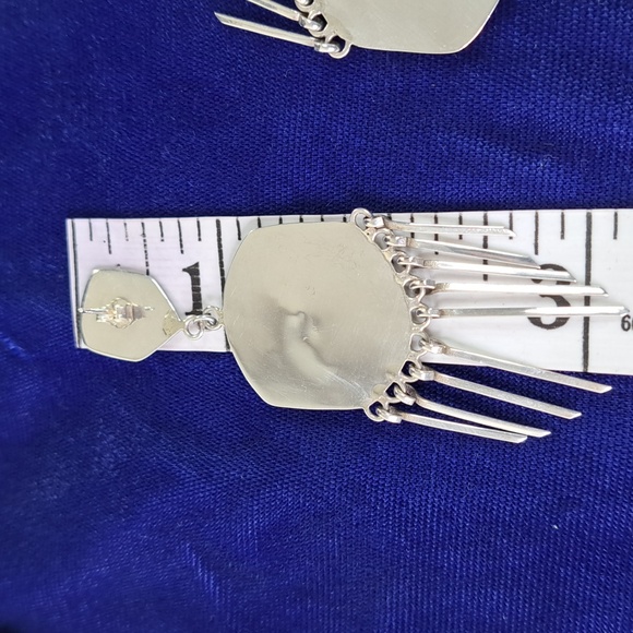 Native American Multi Stone Cobblestone On Sterling Silver Dangle Earrings - Picture 7 of 11